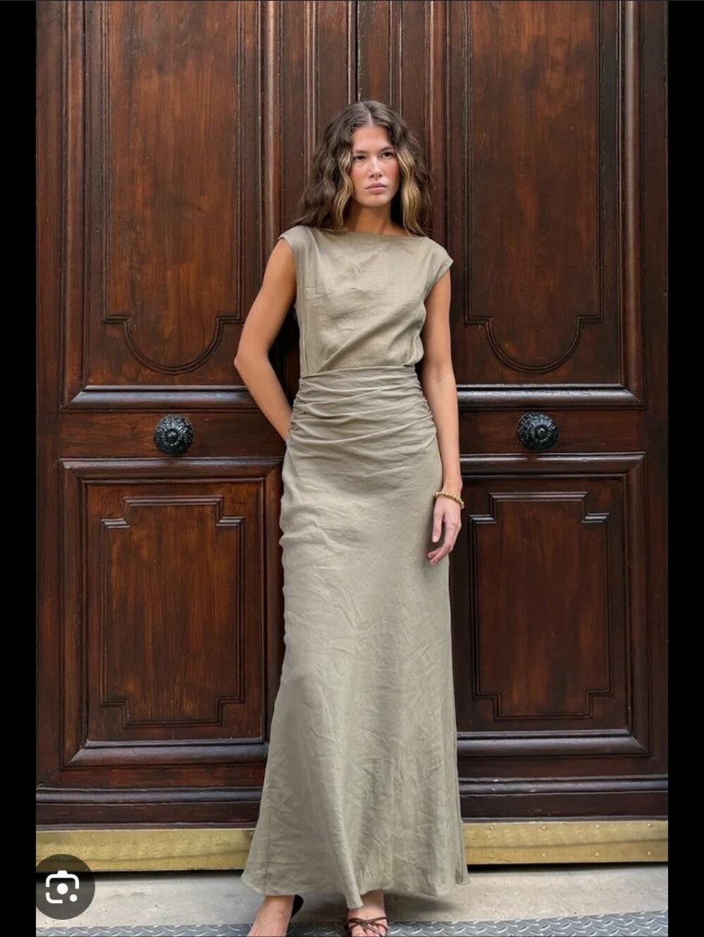 Faithfull the Brand Olive-Green Strapless Maxi Dress